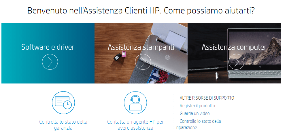 servizio clienti hp supporto