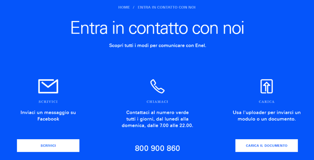 entra in contatto con enel servizio clienti