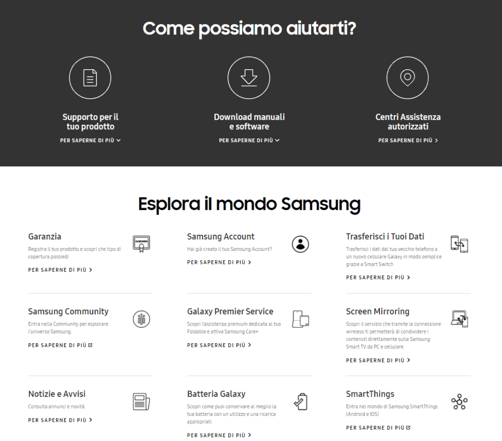 esplora il mondo samsung assistenza clienti
