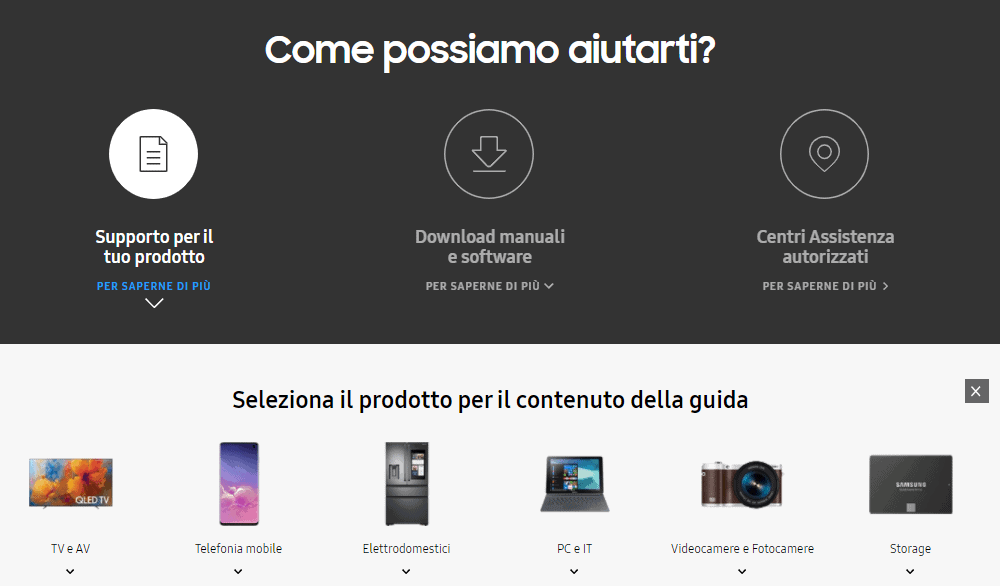 come possiamo aiutarti samsung