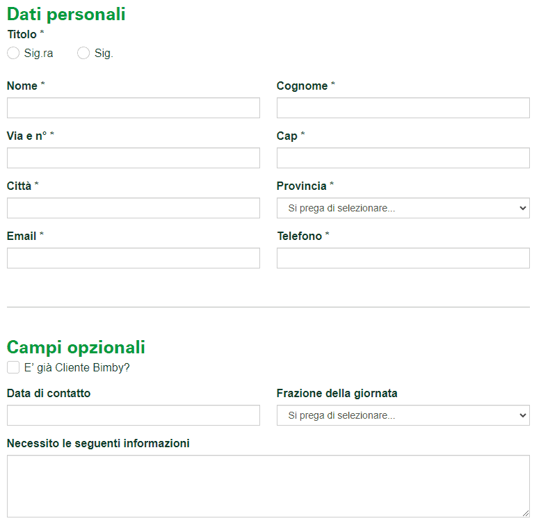 modulo servizio clienti bimby