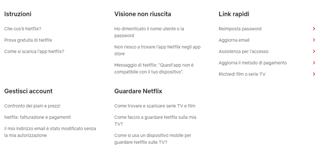 servizio clienti netflixi