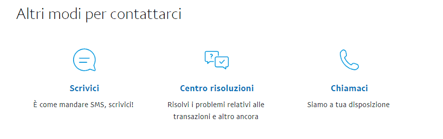 paypal altri modi per contattare servizio clienti