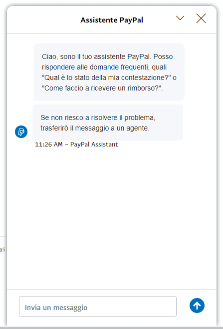 paypal assistente virtuale agente reale servizio clienti