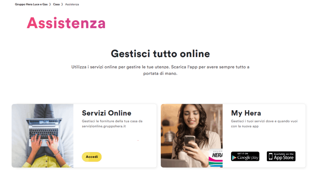 assistenza hera gestisci tutto online